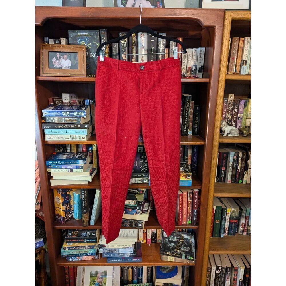 Banana Republic Women’s Size 2 Red Camden Pants Trousers Pleated Print Dress